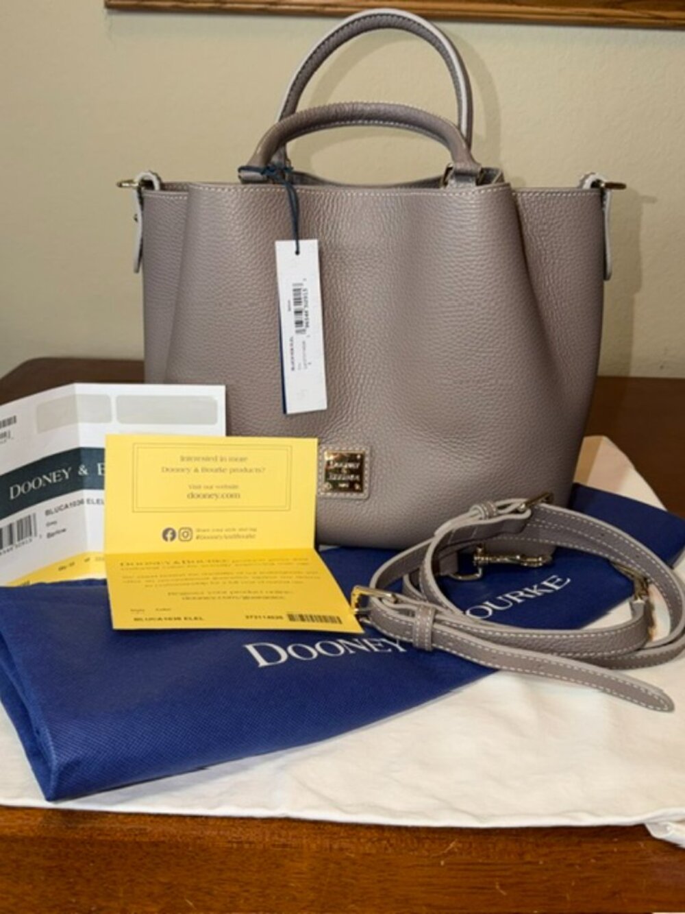 Dooney and Bourke Barlow Lucca Leather Satchel Elephant NWT Dustbag and Card